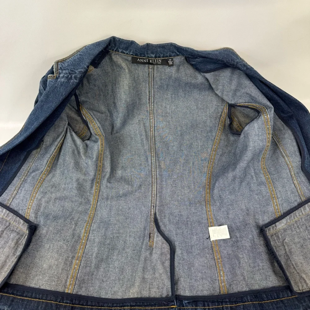 Anne Klein vintage denim tailored denim blazer, Bloomingdale’s y2kSz 6 Petite - Picture 16 of 17